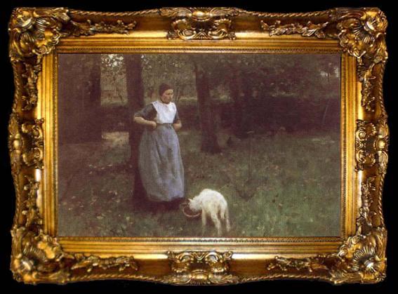 framed  Anton mauve Laren Woman with Goat, ta009-2